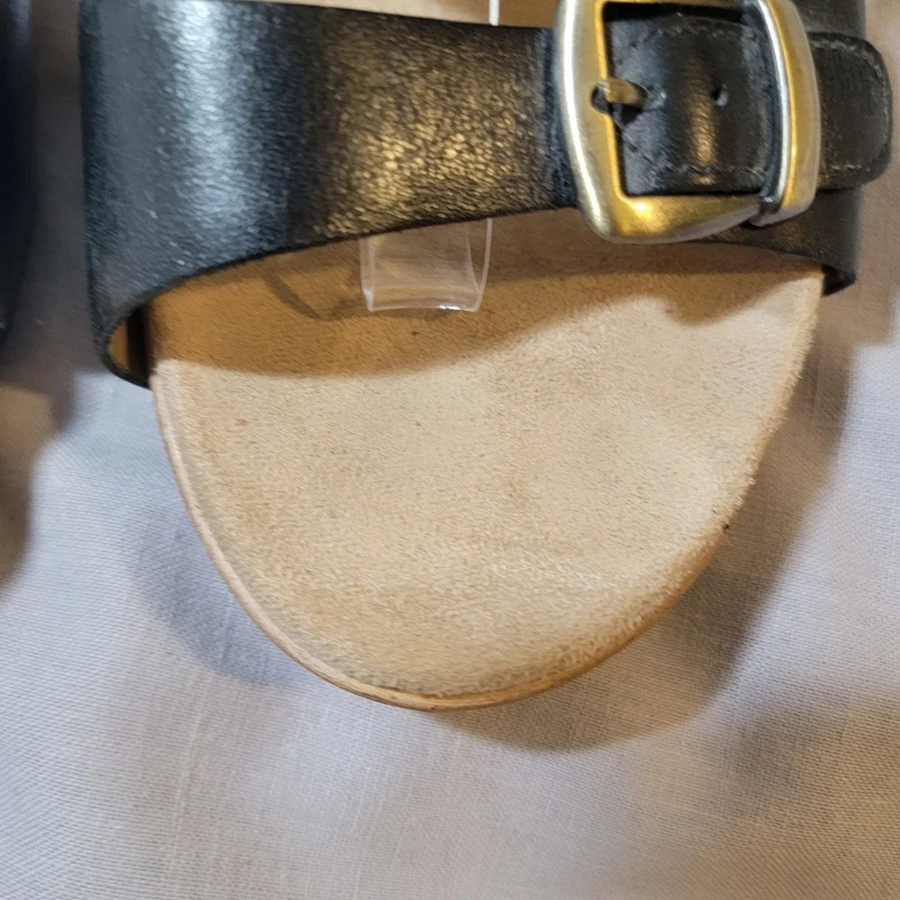 Dansko Lou Black Leather Double Buckle Strap Wedge Sandals Ankle Wrap 41 10.5-11